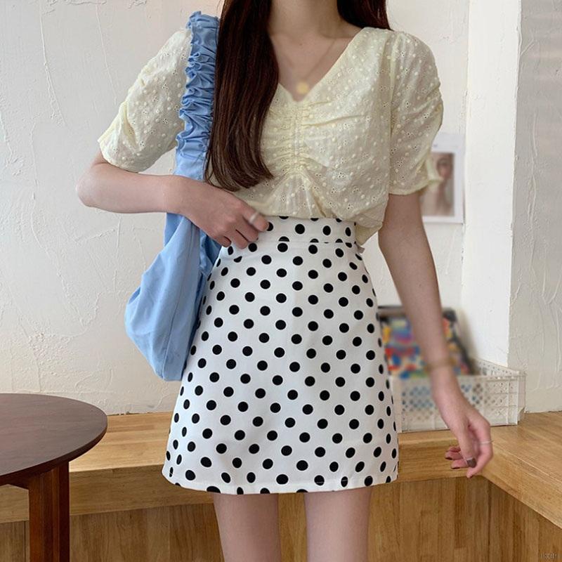 Women's Sexy Dot High Waist Slim Preppy Style A Line Skirt | BigBuy360 - bigbuy360.vn