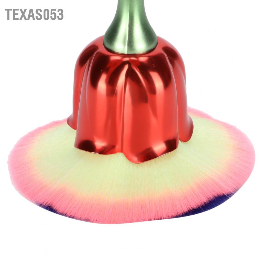 Texas053 Bàn chải Bụi móng tay Hình hoa hồng Thanh lịch Làm sạch Loại bỏ Trang điểm Lỏng Phấn má đánh