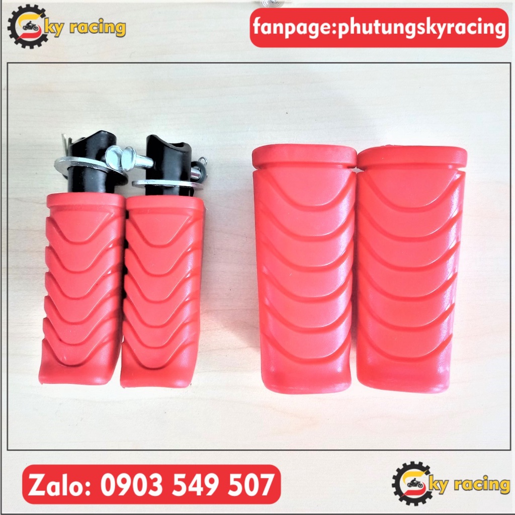 Cặp cao su gác chân trước sau gắn cho dòng Honda (màu đỏ)