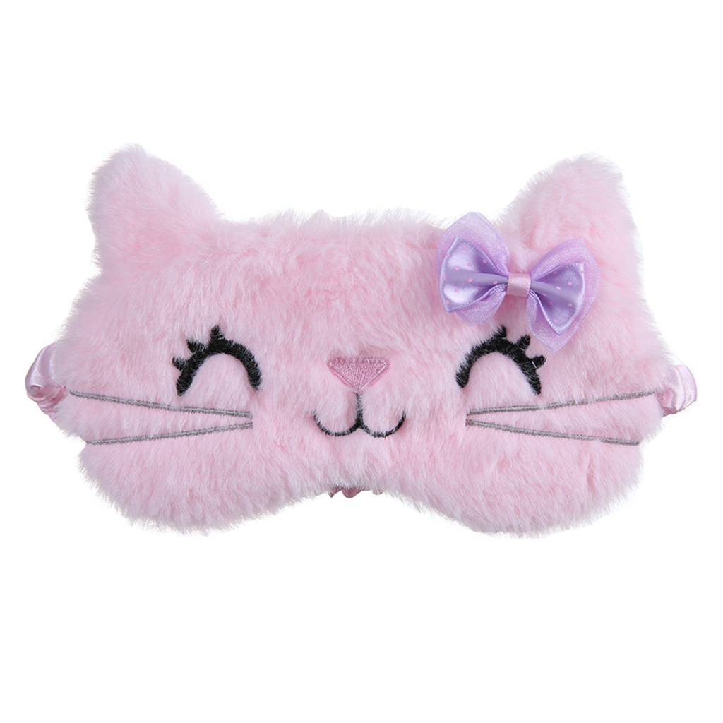 [Hàng mới về] Miếng bịt mắt hỗ trợ giấc ngủ bằng vải nhồi bông thoáng khí hình mèo đính nơ gấp gọn được cho trẻ em