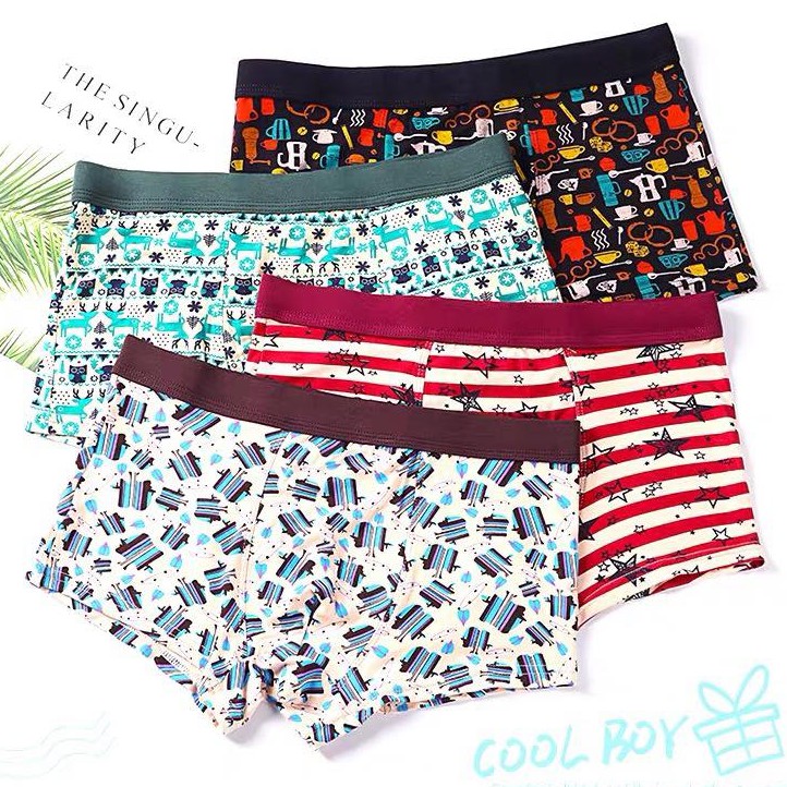 Hộp 4 Quần Lót Nam Boxer ( quần sịp đùi ) Cao Cấp xuất Âu