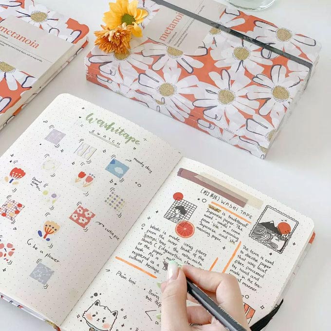 Quà 8/3 - Sổ tay A5 Crabit Dot grid - Daisy - Ruột chấm ghi chép, làm Bullet Journal giá rẻ - Giao hỏa tốc