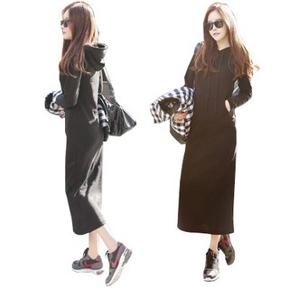 Đầm hoodie dáng dài năng động thời trang cho nữ