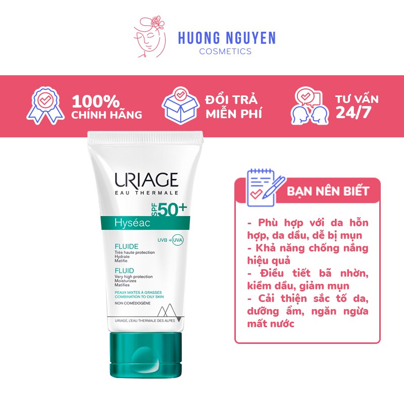 Kem Chống Nắng Uriage Hyseac Fluide SPF50+ 50ml