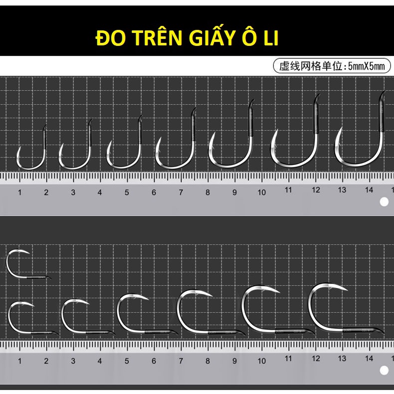 [5 CHIẾC] Lưỡi Câu Đài Chuyên Săn Hàng Khủng, thích hợp câu hồ, sông, trắm đen, trắm trắng,trắm cỏ, chép...