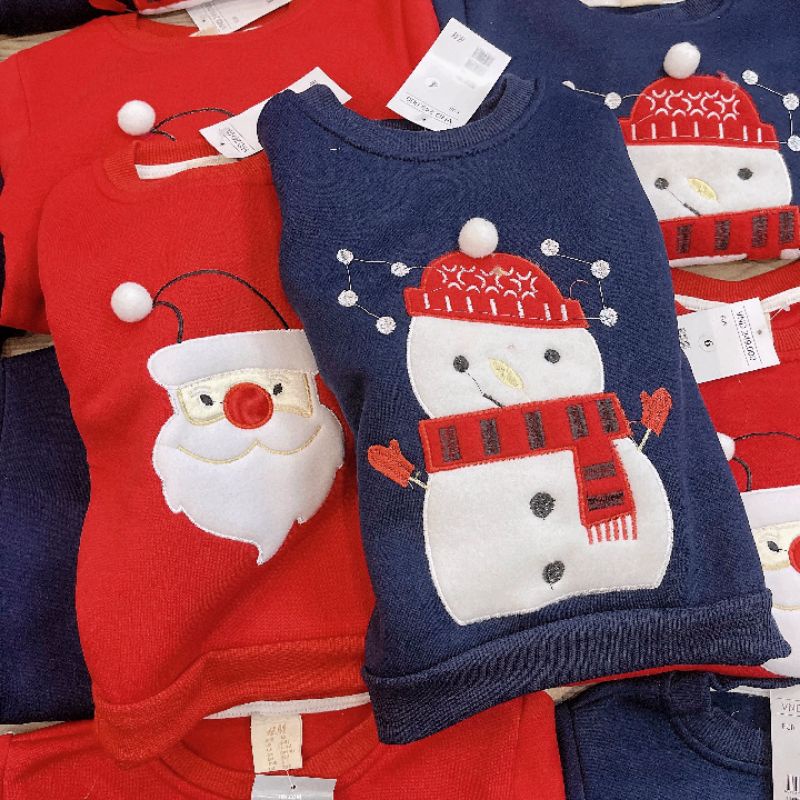 Set 2 áo nỉ hoddie đỏ than noel cho bé