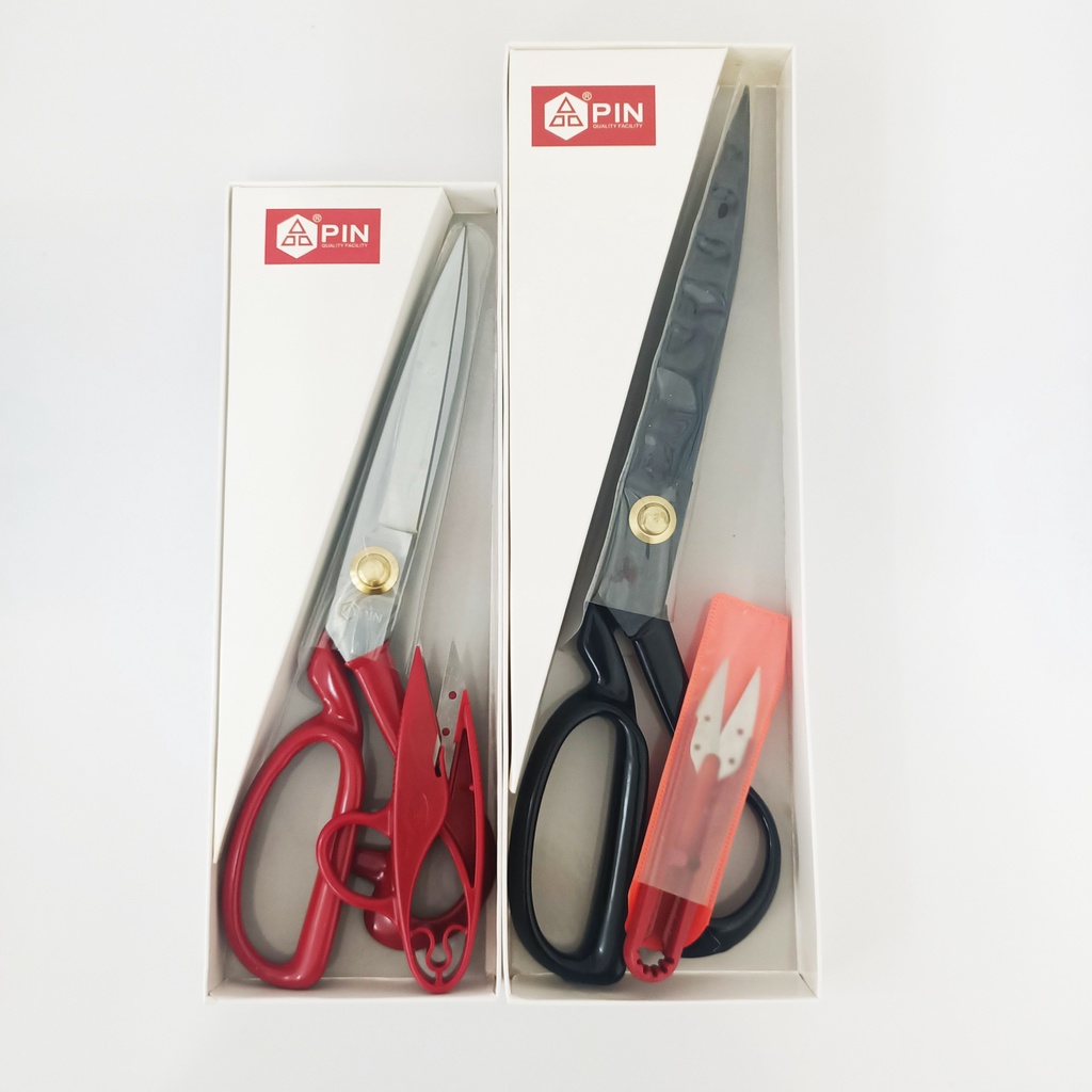 Kéo Cắt Vải 10inch 11inch 12inch 10&quot; 11&quot; 12&quot; tặng kèm kéo bấm chỉ PIN (Đen/đỏ)