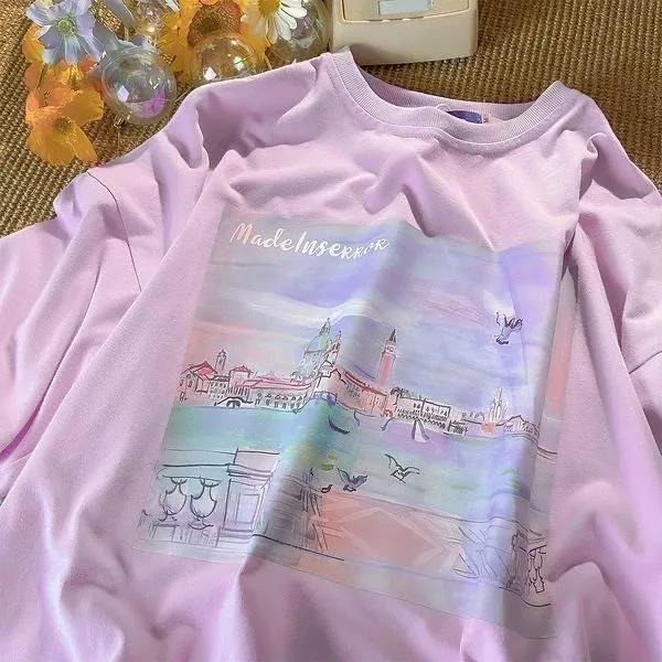 NRVP Áo thun tay ngắn cổ tròn thời trang mùa hè phong cách Hàn Quốc dành cho nữ 2022