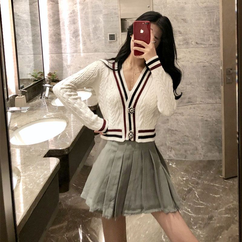 Áo Khoác cardigan Dệt Kim Dáng Ngắn Phong Cách Hàn Quốc Thời Trang Cho Nữ