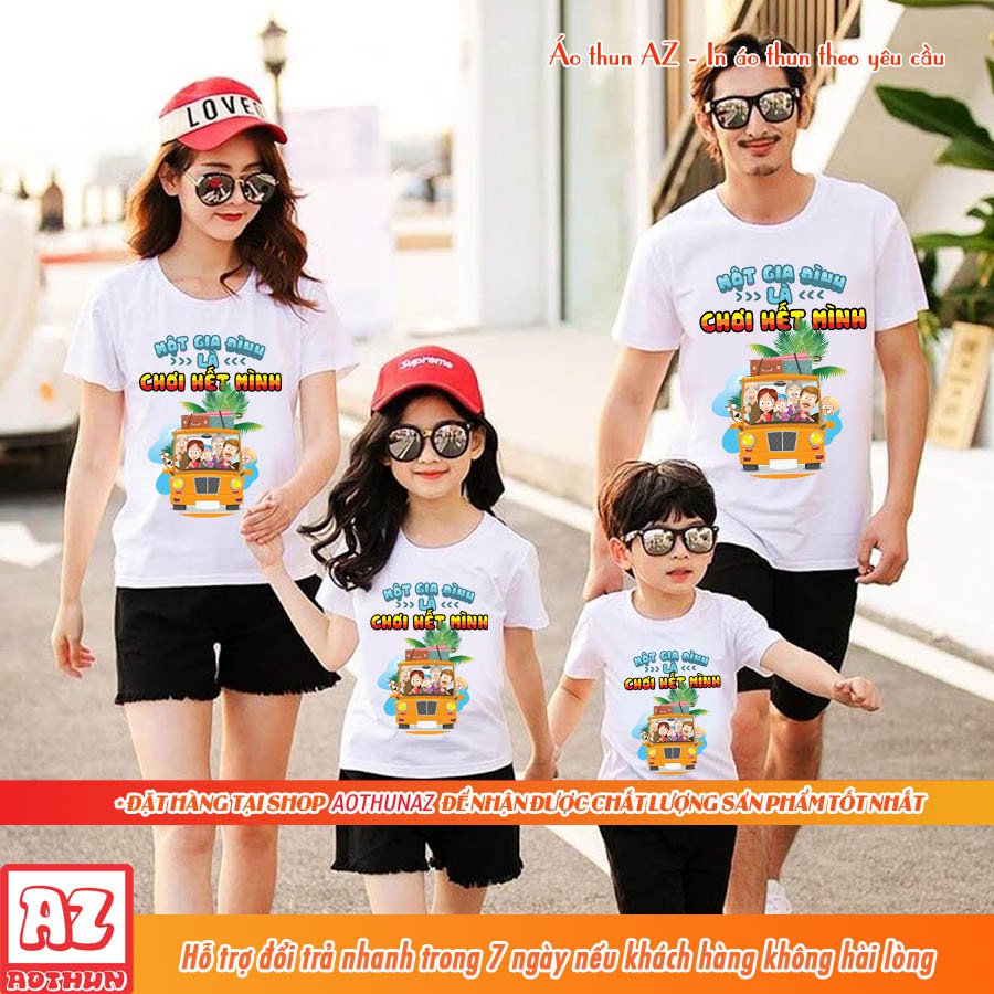 Áo thun Gia đình đi du lịch biển dễ thương - Vải cotton thái đẹp M2641
