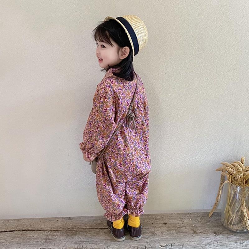 Bộ áo liền quần phối nút thời trang Hàn Quốc cho bé gái