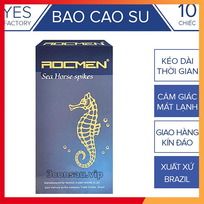 Bao cao su gai ROCMEN xanh, bao cao su kéo dài thời gian, hộp 10 bcs