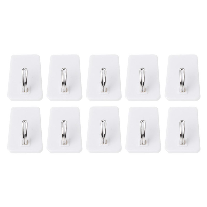 Set 10 Móc Treo Đồ Dán Tường Bằng Nhựa Tiện Dụng Cho Nhà Bếp / Phòng Tắm