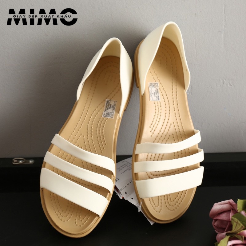Sandal Cross Tulum Open Flat màu trắng cao cấp, nhựa mềm cho nữ