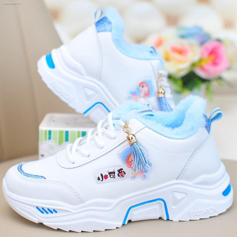 Giày thể thao cotton phối da thời trang mùa đông cho bé gái 8 9 10 15 tuổi