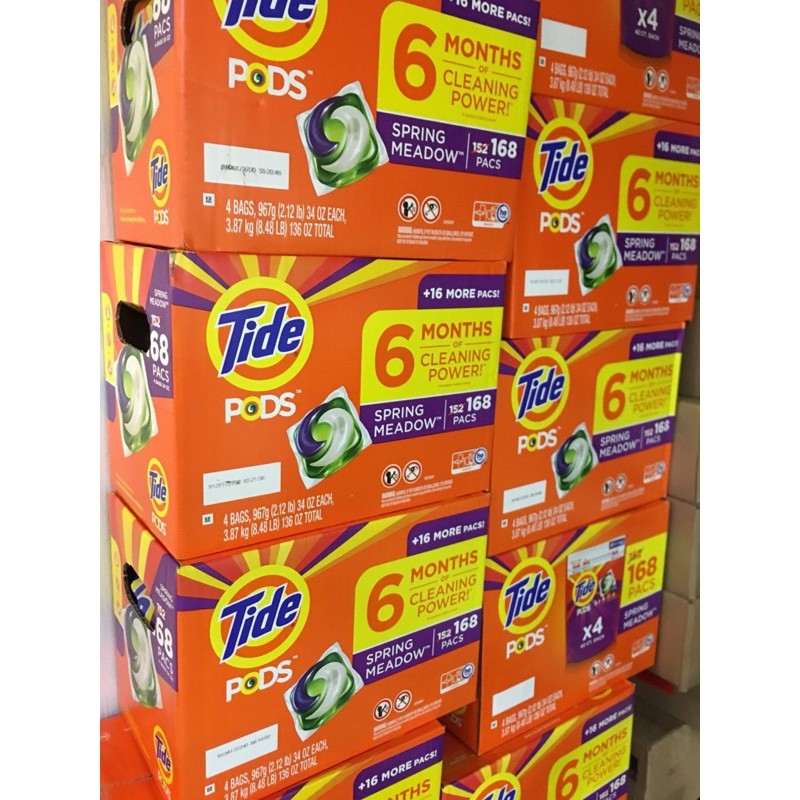 Thùng 4 bịch x 42 Viên giặt Tide Pods Mỹ 168 viên