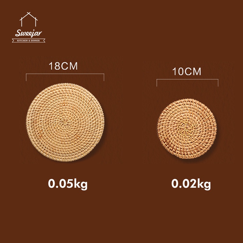 Tấm lót nồi SWEEJAR bằng sợi mây đan cách nhiệt chống trượt