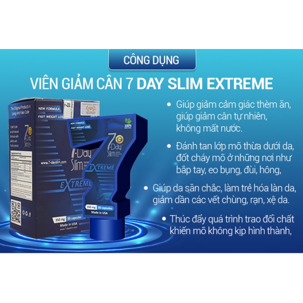 (COMBO 2 HỘP ) VIÊN THỰC PHẨM GIẢM CÂN 7 NGÀY (7-day slim extreme formula )