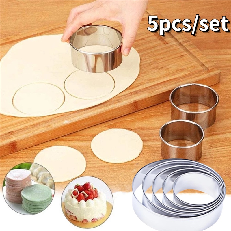 5 Khuôn Cắt Bánh Quy Hình Tròn Bằng Thép Không Gỉ