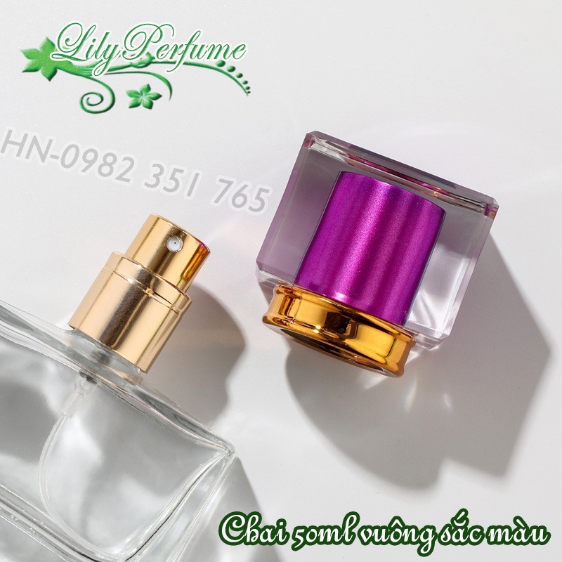 Lọ chiết nước hoa 30-50ml VUÔNG SẮC MÀU - LỌ RỖNG