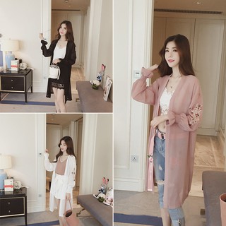 Áo khoác voan màu trơn dáng dài xinh xắn cho nữ