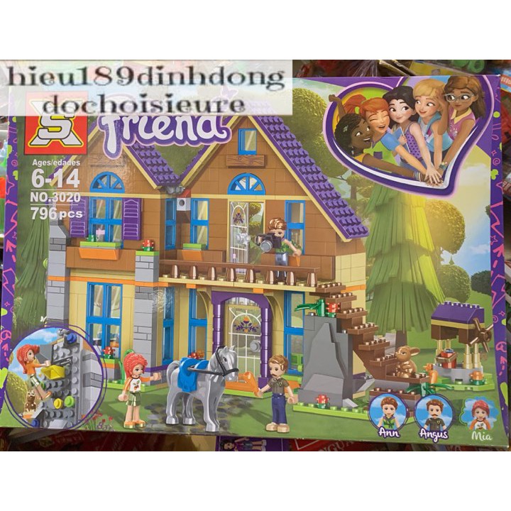 Lắp ráp xếp hình not Lego Friends 41369 Lepin 01081 Lele 37112 xs 3020 : Ngôi Nhà Của Mia 796 mảnh