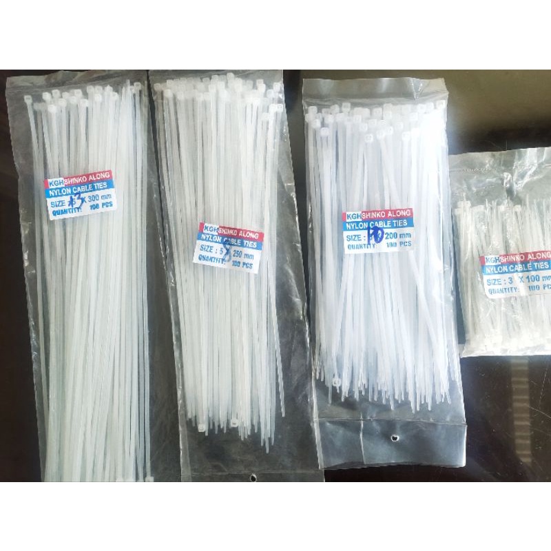 DÂY RÚT NHỰA TRẮNG BÓ 100 CÁI CÁC SIZE