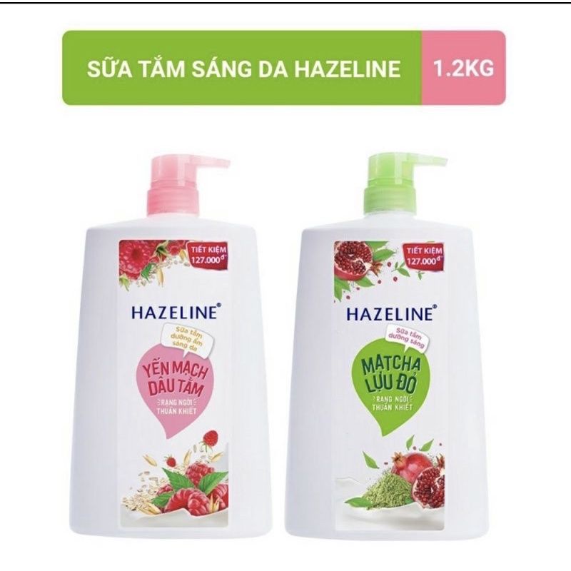 Sữa tắm Hazeline 1kg2 yến mạch dâu tằm ,matcha lựu đỏ