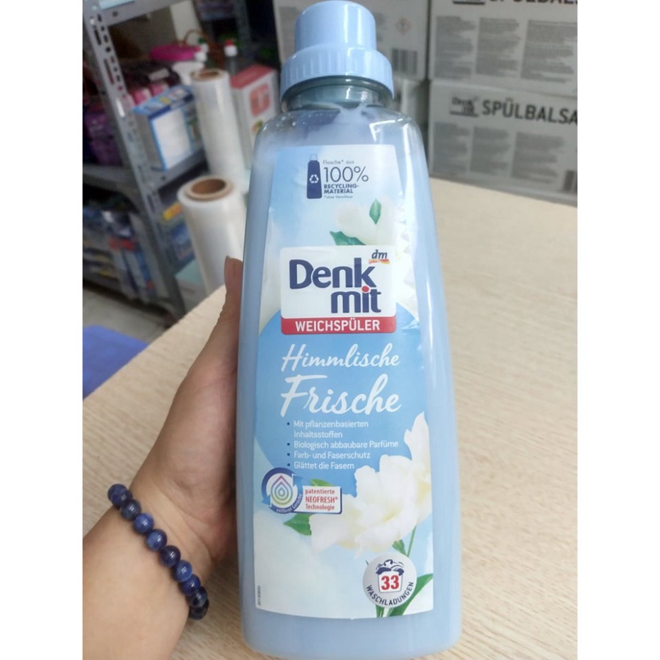 Denkmit- Nước xả làm mềm vải thơm mát hương hoa Weichspuler Himmlische Frische 33Wl, dung tích 1L, hàng nội địa Đức