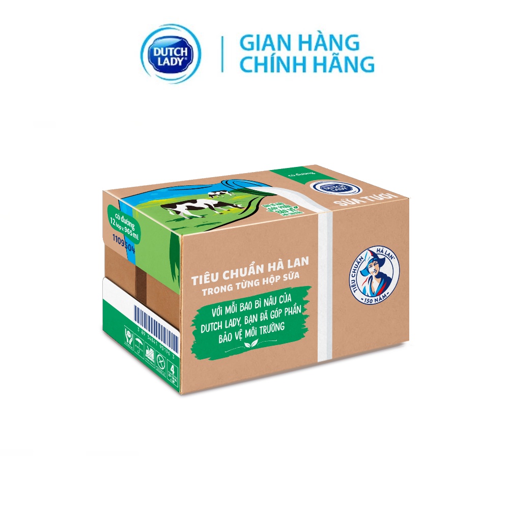 Thùng 12 Hộp Sữa Tươi Tiệt Trùng Dutch Lady Cô Gái Hà Lan Có Đường (12 X 1L)