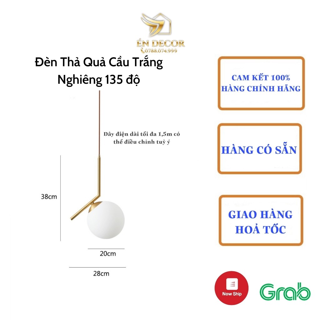 Đèn Thả Trần Bóng Tròn 135 Trang Trí Phòng khách, bếp, ngủ 826/1 Én Decor