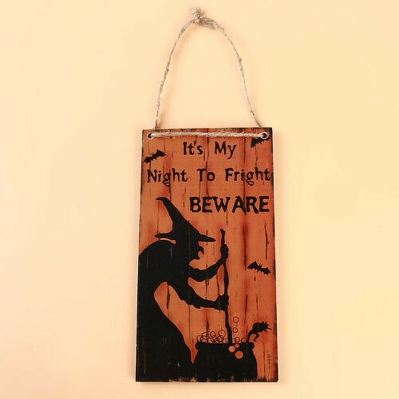 Wall Sign Halloween Witch Home Wooden Board Favor Gifts Decoration Plaque