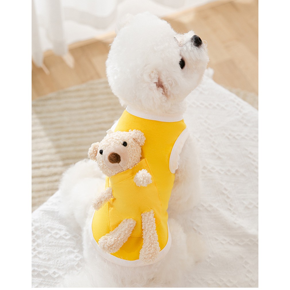 áo ba lỗ cõng gấu bông cho chó mèo