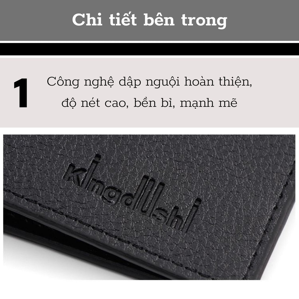 Ví da nam dáng ngang KINGDUSHI chính hãng LETIS VI04, bóp tiền thời trang nhỏ gọn nhiều màu chất liệu da PU bền bỉ