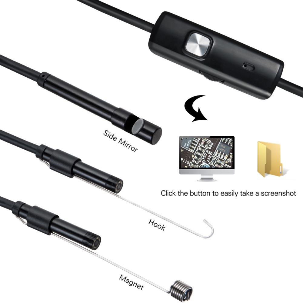 Camera Nội Soi Mini Dây Mềm 6 LEDS 7mm Android Type-C USB Chống Nước Có Thể Điều Chỉnh Cho Xe Hơi