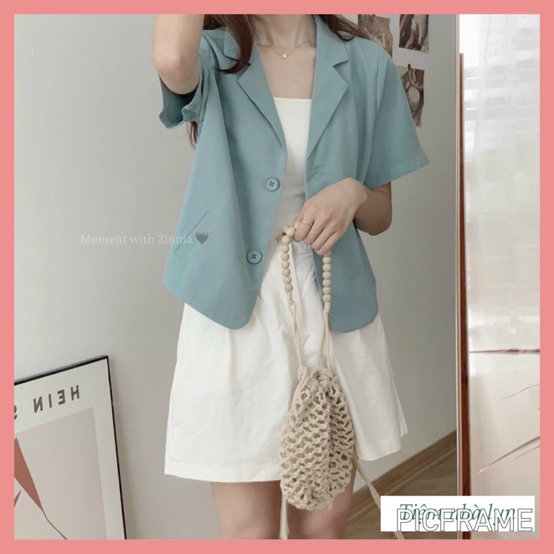 Áo blazer nữ dáng ngắn nhiều màu / Áo blazer cộc tay trơn dáng croptop