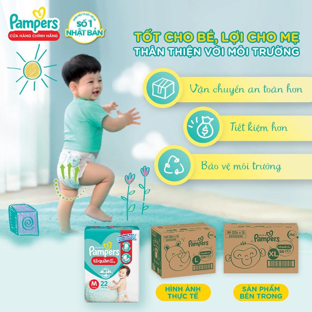 Thùng Tối Ưu Phí Vận Chuyển 3 Gói Tã Quần PAMPERS Giữ Dáng Pampers L108/XL96/XXL84