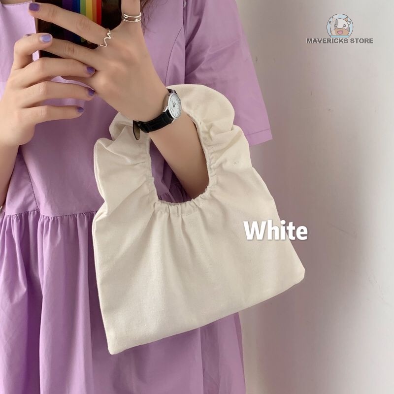 Túi canvas mini phối bèo nhún xinh xắn thời trang