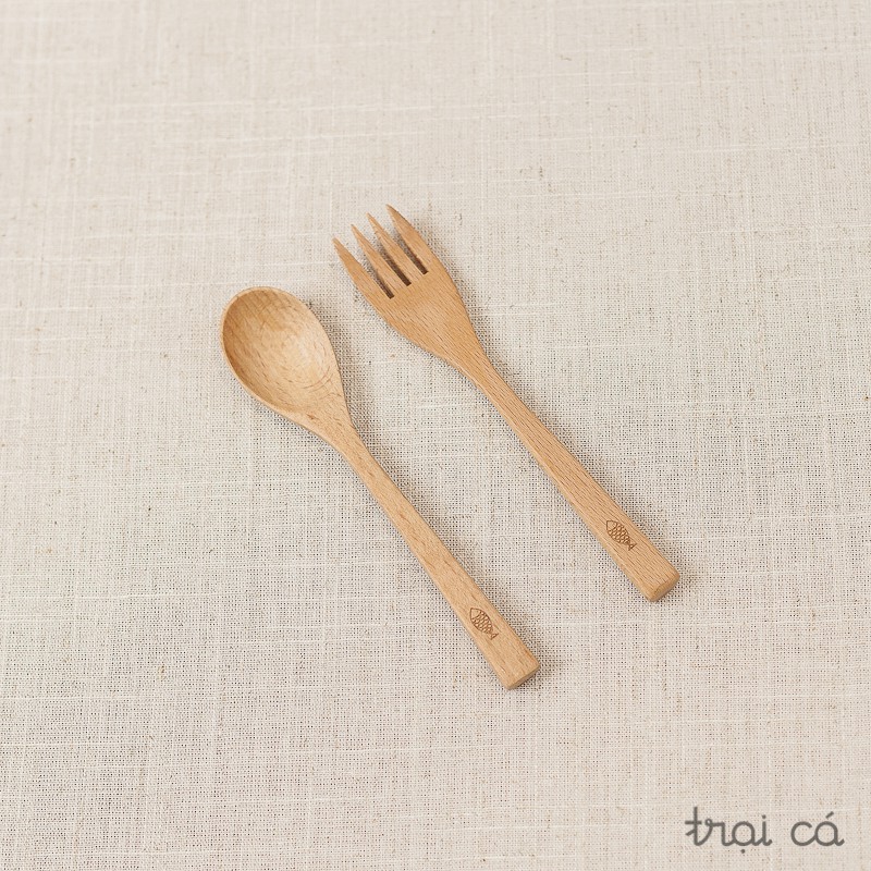 Thìa gỗ oval nhỏ (14cm) gỗ trắc / gỗ beech