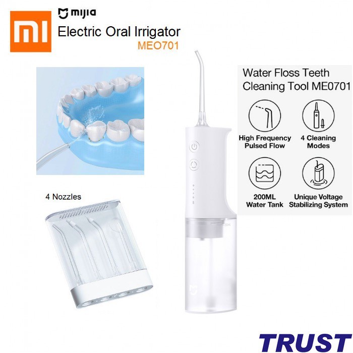 Máy Tăm Nước Xiaomi Mijia MEO701 - Vệ Sinh Răng Miệng - Kèm 4 Đầu Vòi Tiện Lợi - Chính Hãng
