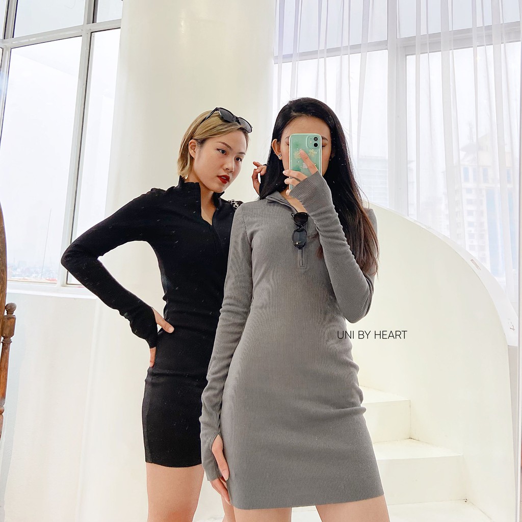 [Mã SKAMA06 giảm 8% tối đa 50K đơn 250K] Váy body nữ Chloe Dress VBD007 dáng ôm, thiết kế khóa kéo ngực - Uni By Heart | BigBuy360 - bigbuy360.vn