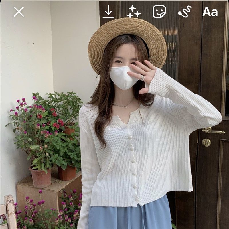 Cardigan gân mỏng