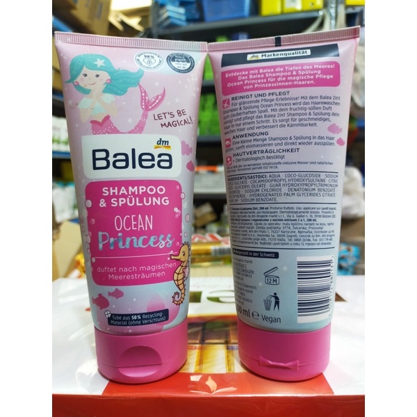 Dầu gội, xả công chúa Balea Shampoo &amp; Spulung Ocean princess 200ml