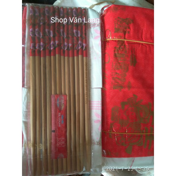 Sét đũa 3 in 1 dùng cho đám cưới gồm 6 đôi đũa tre - tăm - giấy ăn