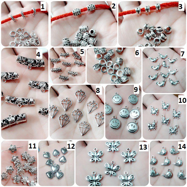 Charm bạc cổ : 50g = 25k / 1 gói [ Sỉ charm mix vòng tay handmade ]