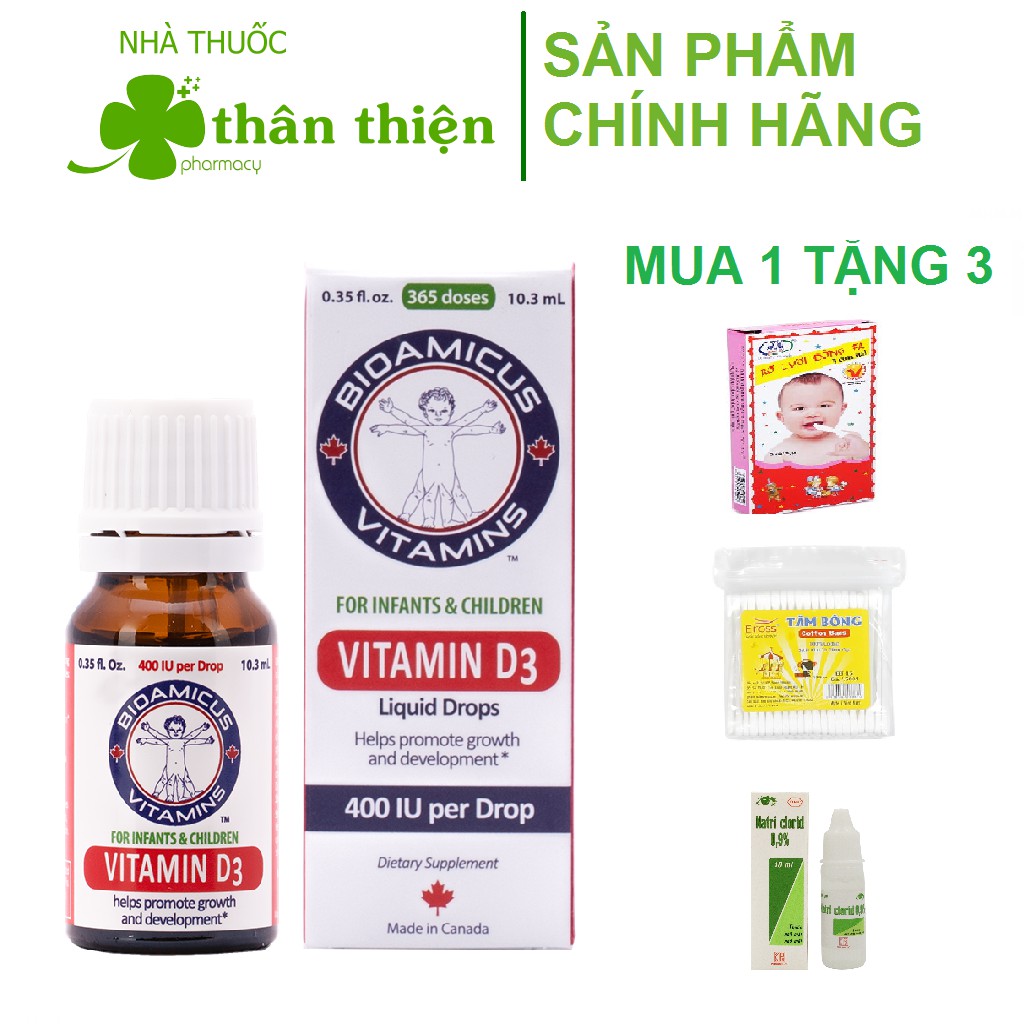 {Canada} Bioamicus Vitamin D3 400IU – Hỗ trợ phát triển xương (lọ 10,3ml-365 giọt)