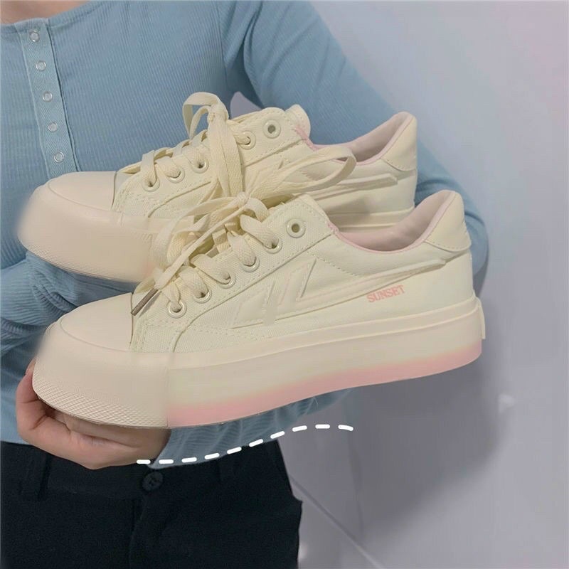 (giày sneaker) giày nữ SUNs vải bò phối màu lạ mắt đế độn nhẹ