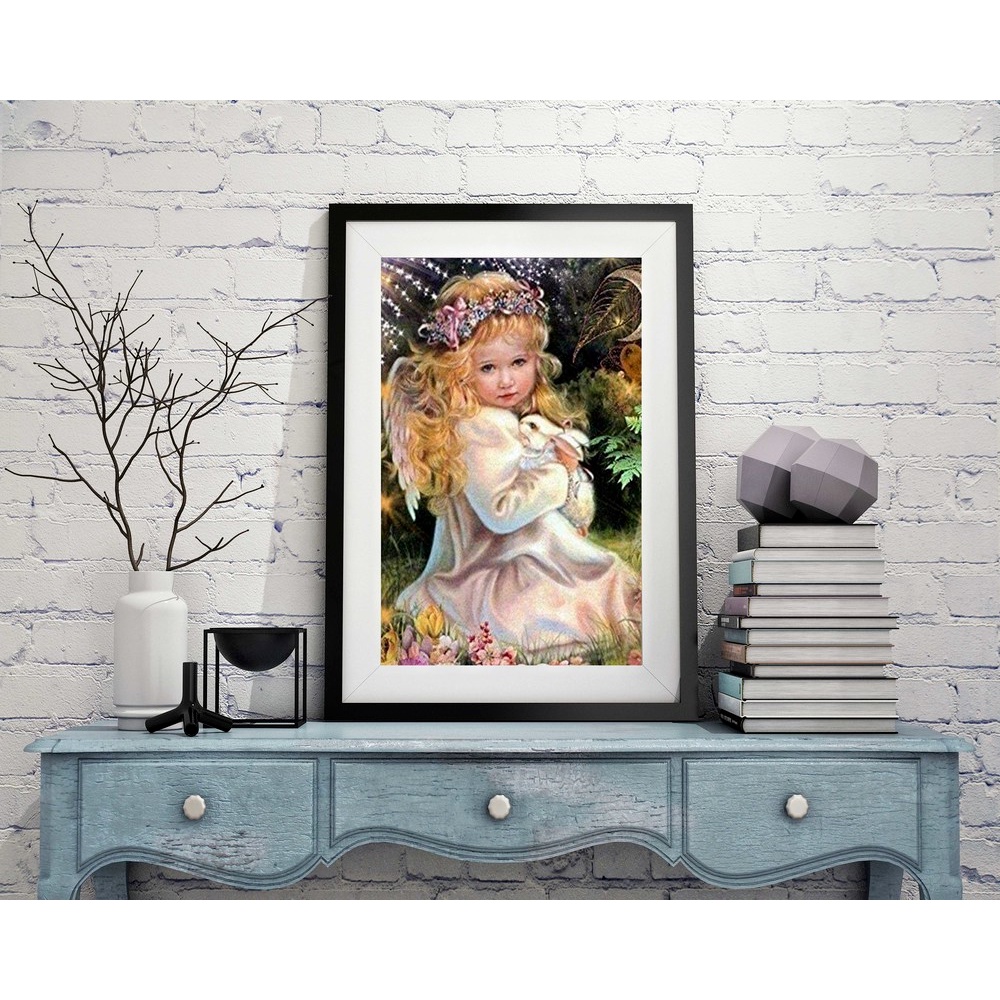 Bộ tranh đính đá 5d 30x40cm tự làm hình cô gái xinh xắn