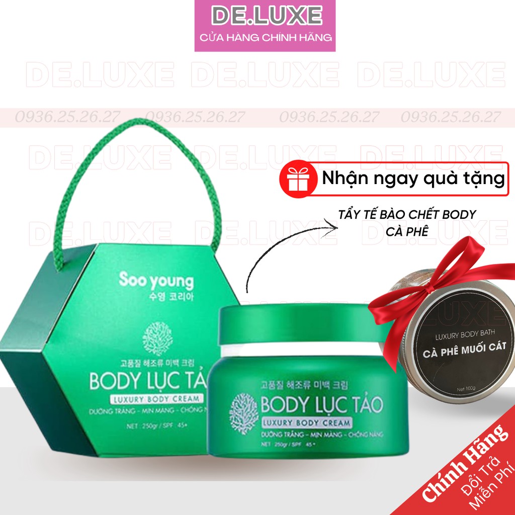 Kem Body Lục Tảo Soo Young - Body Lục Tảo Soo Young NHẬT BẢN Trắng Mịn Mềm Mướt Da 250gr