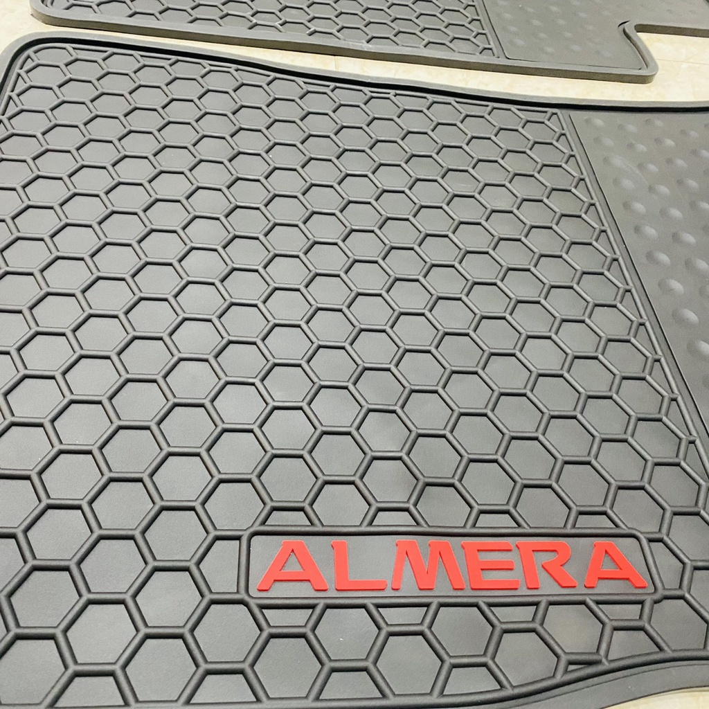 Thảm sàn, lót sàn cao su xe Nissan Almera 2021- 2022 - Hàng đúc theo xe Mẫu chữ đỏ